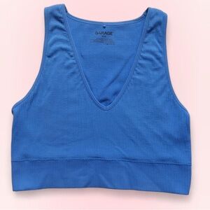 Garage Blue V-Neck Crop Top